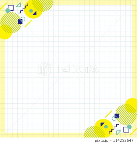 幾何学模様と方眼紙との黄色背景 正方形 幾何学模様と方眼紙との黄色背景 正方形 114252647