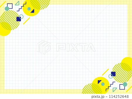 幾何学模様と方眼紙との黄色背景　サイズ比率3:4 114252648