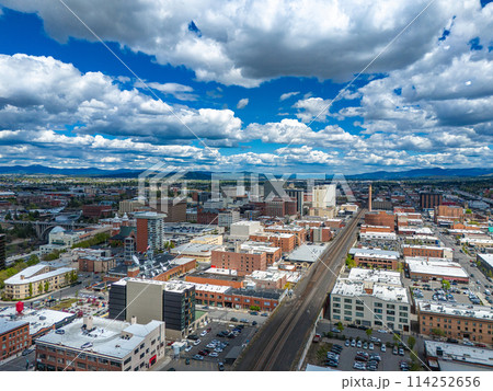 spokane downtown view aerial main street 114252656