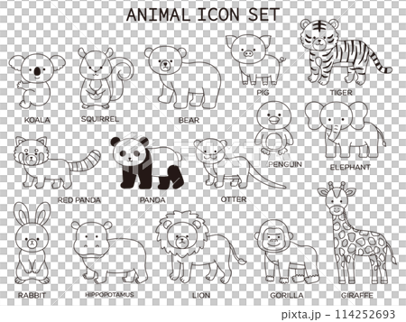 Vector illustration set of cute animals. icon, zoo Vector illustration set of cute animals. icon, zoo 114252693