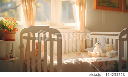 Preparing a beautiful, peaceful, and loving nursery for your ba 114253228