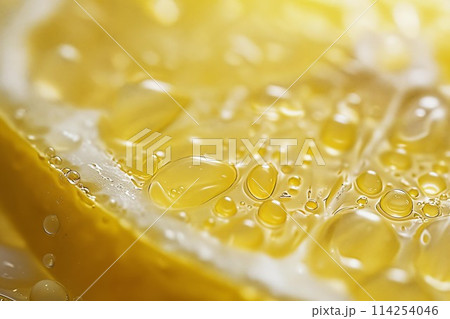 Fresh lemon slice in water with bubbles 114254046