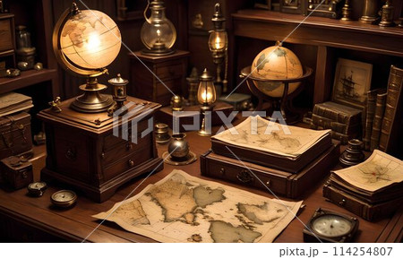 レトロなアンティーク古書と古い本 レトロなアンティーク古書と古い本 114254807