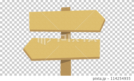Illustration of a two-way cork signpost Illustration of a two-way cork signpost 114254935
