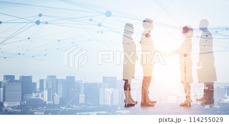 ビジネスとネットワーク バナー・広告向け横長ビジュアル ビジネスとネットワーク バナー・広告向け横長ビジュアル 114255029