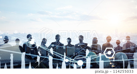 グローバル人材とネットワーク　バナー・広告向け横長ビジュアル 114255033