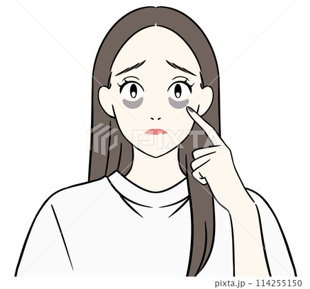 目の下の黒クマに悩む女性 114255150