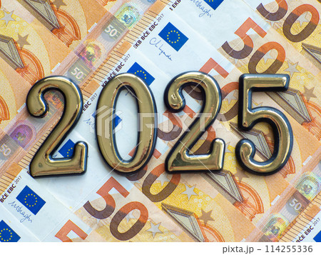 Background of the fifty euros banknotes and 2025 114255336