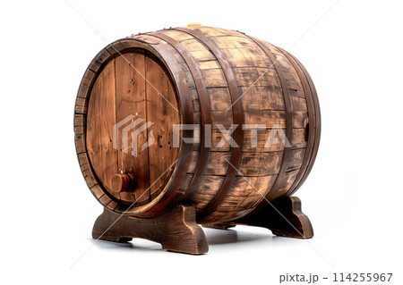 Wooden barrel for wine isolated on white background with clipping path Wooden barrel for wine isolated on white background with clipping path 114255967