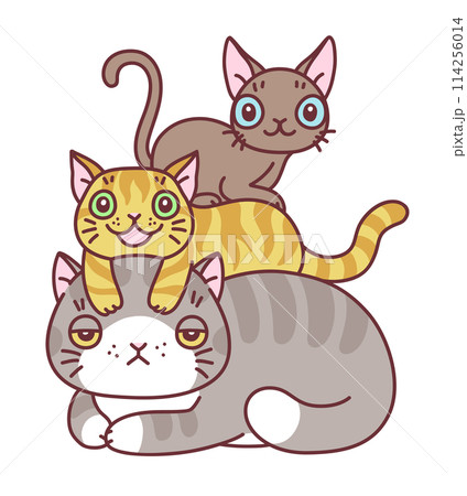 Cute cat tower vector illustration 114256014