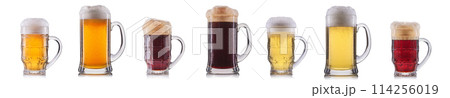 Set of glasses of beer isolated on a white background Set of glasses of beer isolated on a white background 114256019