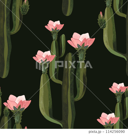 Cacti. Seamless watercolor pattern for wrapping paper, wallpaper and textiles. Cacti. Seamless watercolor pattern for wrapping paper, wallpaper and textiles. 114256090