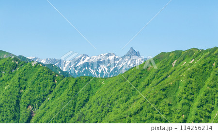 夏の燕岳登山（合戦尾根から望む槍ヶ岳） 114256214