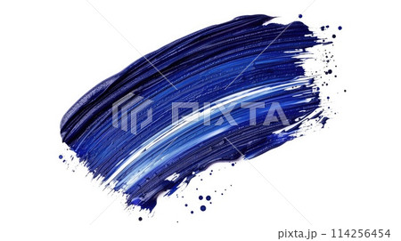 Vibrant Blue Brush Stroke on White Background 114256454