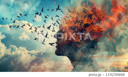 Explosion of Thoughts: Creative Mind Concept...のイラスト素材 