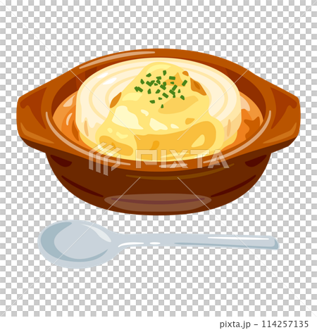 皿に盛られた丸ごとオニオングラタンスープ 皿に盛られた丸ごとオニオングラタンスープ 114257135