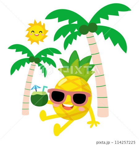 pineapple drinking coconut water, Funny pineapple hello summer pineapple drinking coconut water, Funny pineapple hello summer 114257225