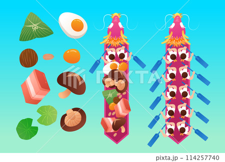Dragon Boat and food element set 114257740