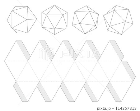 正20面体の展開図 のりしろ付 正20面体の展開図 のりしろ付 114257815