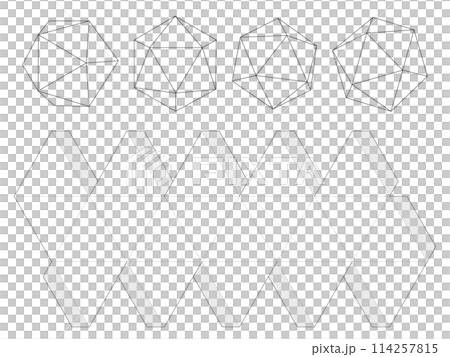 正20面体の展開図 のりしろ付 正20面体の展開図 のりしろ付 114257815