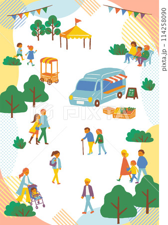 マルシェに来ている人々 114258090