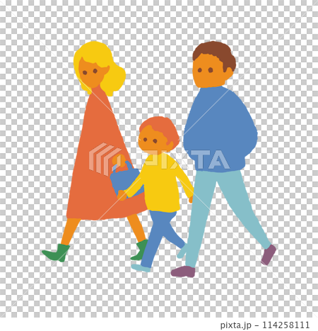 Handwritten walking family of three 114258111