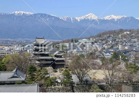 市役所展望室からの眺望・松本城(長野県・松本市) 市役所展望室からの眺望・松本城(長野県・松本市) 114258283