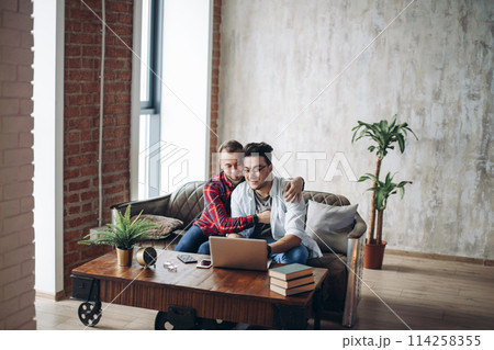 Homosexual partners working at office desk, relationships and business concept 114258355