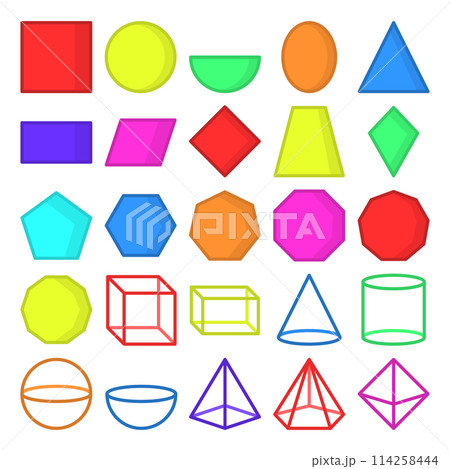 Geometric shapes icon set vector isolated Geometric shapes icon set vector isolated 114258444