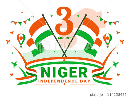 Happy Niger Independence Day Vector Illustration on 3 August with Waving Flag and Country Public Holiday in Flat Cartoon Background Design 114258455