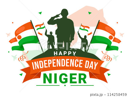 Happy Niger Independence Day Vector Illustration on 3 August with Waving Flag and Country Public Holiday in Flat Cartoon Background Design Happy Niger Independence Day Vector Illustration on 3 August with Waving Flag and Country Public Holiday in Flat Cartoon Background Design 114258459