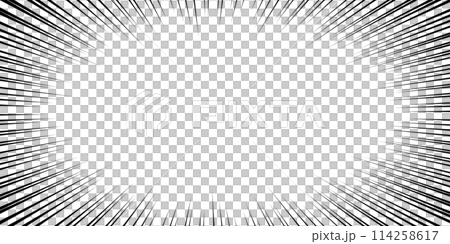 集中線の白黒背景イラスト 横長のバナー、ヘッダーデザイン 集中線の白黒背景イラスト 横長のバナー、ヘッダーデザイン 114258617