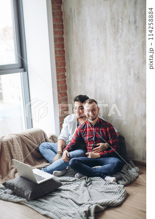 Homosexual partners working at office desk, relationships and business concept 114258884