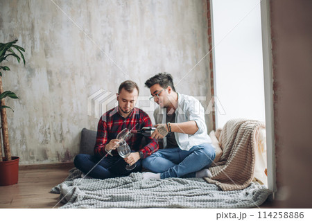 Homosexual partners working at office desk, relationships and business concept 114258886