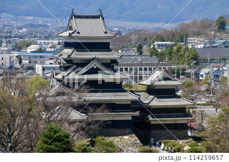 市役所展望室からの眺望・天守アップ（長野県・松本市） 114259657