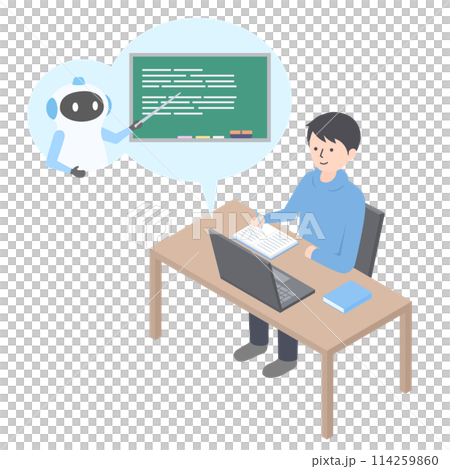 A man being taught by an AI teacher 114259860