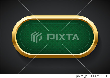 Poker green table background vector illustration. Realistic playing field with gold frame for game blackjack on black background. Casino concept Poker green table background vector illustration. Realistic playing field with gold frame for game blackjack on black background. Casino concept 114259861