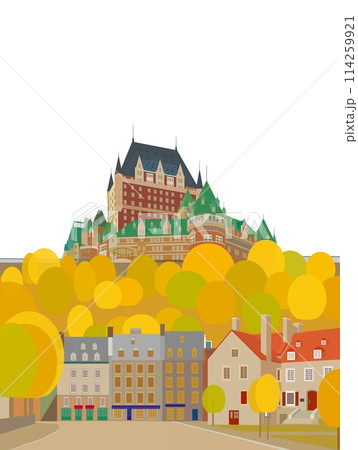 ケベックシティー　quebec city　カナダ　canada　シャトーフロントナック　秋風景 114259921