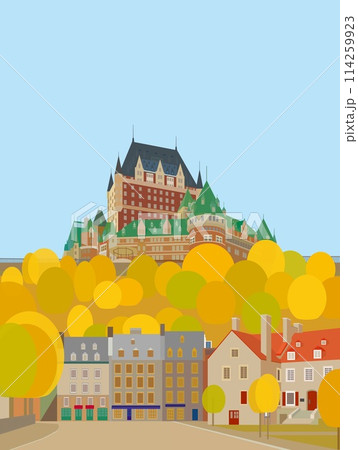 ケベックシティー　quebec city　カナダ　canada　シャトーフロントナック　秋風景 114259923