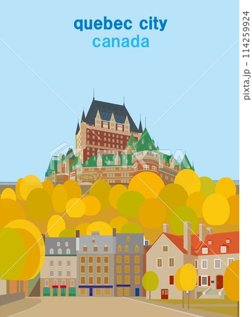 ケベックシティー　quebec city　カナダ　canada　シャトーフロントナック　秋風景 114259924