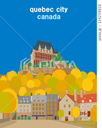 ケベックシティー　quebec city　カナダ　canada　シャトーフロントナック　秋風景 114259928
