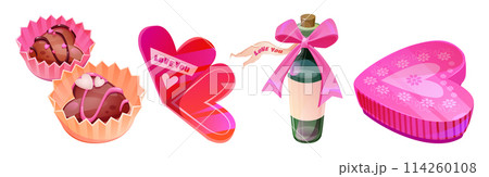Chocolate Valentine day set with candy in gift box 114260108