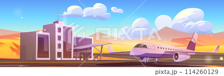 Plane near airport in sunny desert 114260129