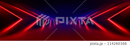 Red led light tunnel on black background 114260166