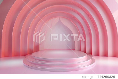 Abstract scene pink podium mockup. Award ceremony concept. 114260826