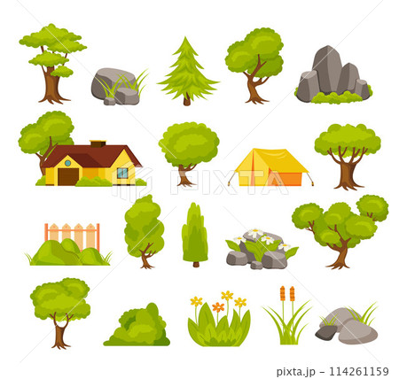 Cartoon landscape elements in flat design Cartoon landscape elements in flat design 114261159