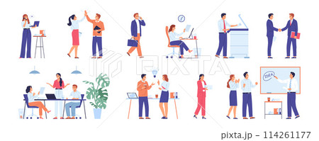 Business people hand drawn cartoon set 114261177