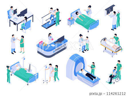 Health workers icons in isometric view 114261212