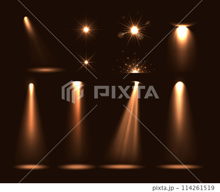 Realistic 3d golden lights set 114261519