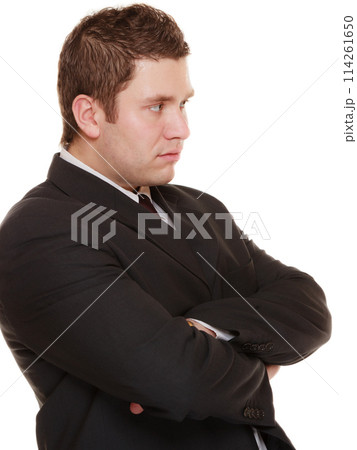 Young man in bad mood, gloomy 114261650